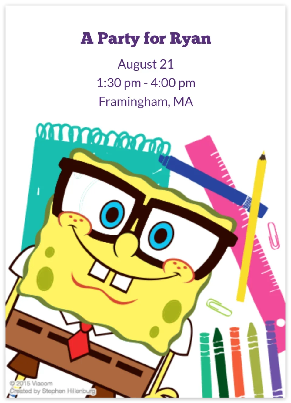 SpongeBob Back to School card image