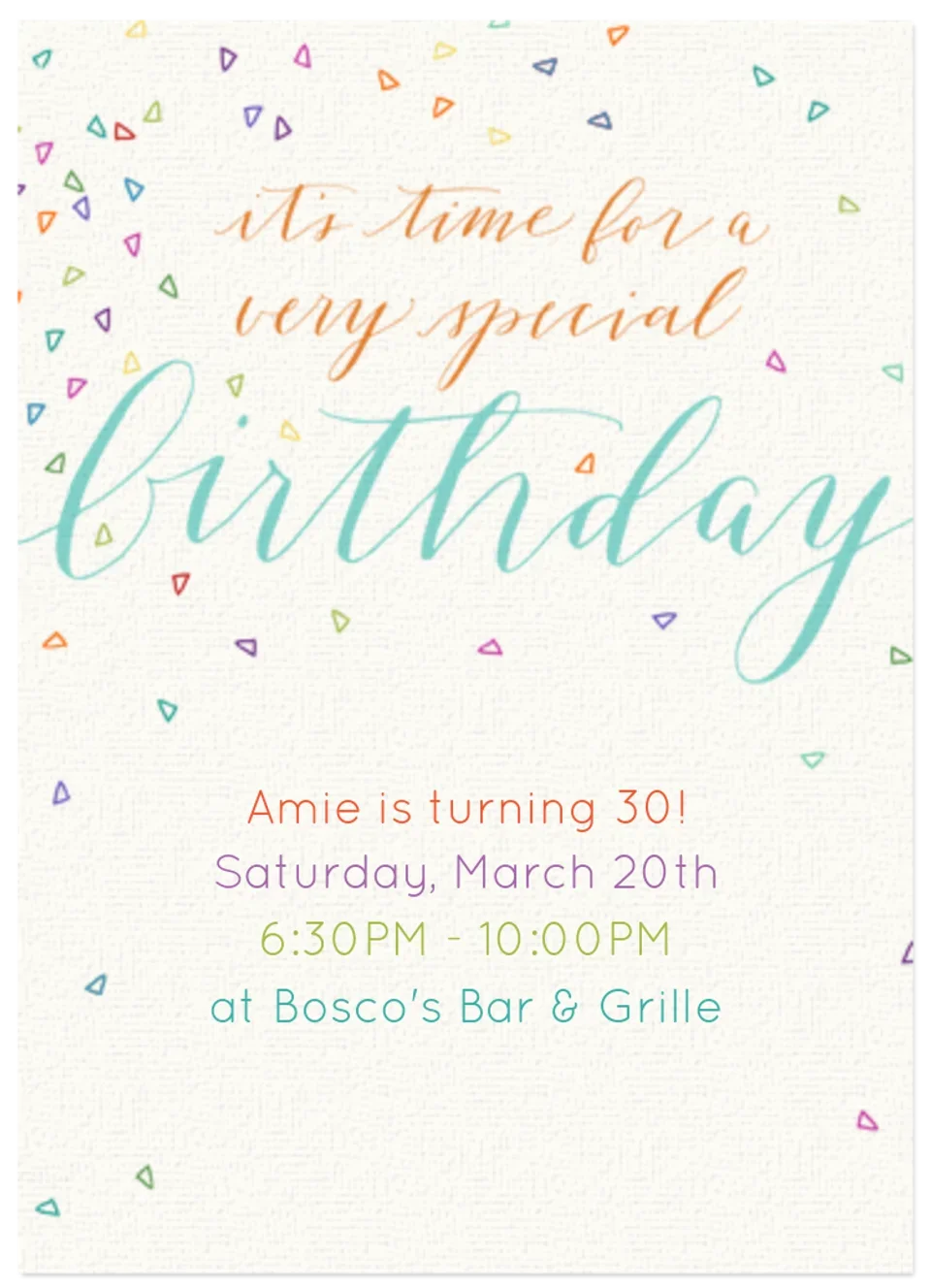 Colorful Confetti Blue card image