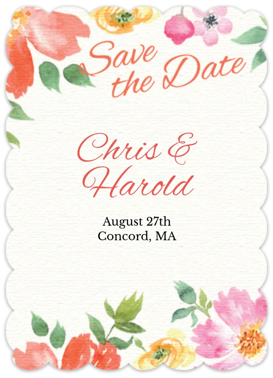 Floral Wedding Save the Date card image