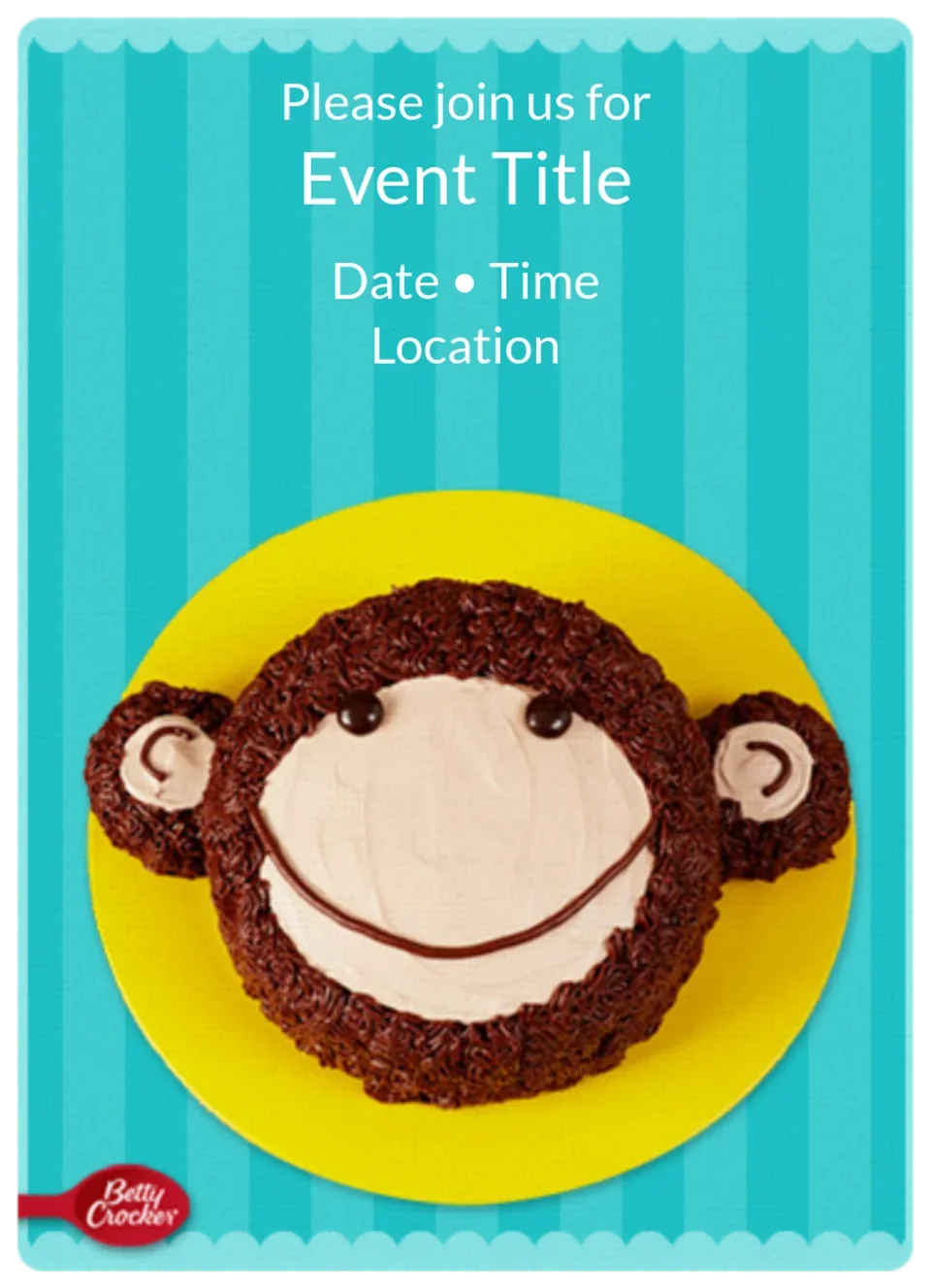 Monkey Birthday Cake card image