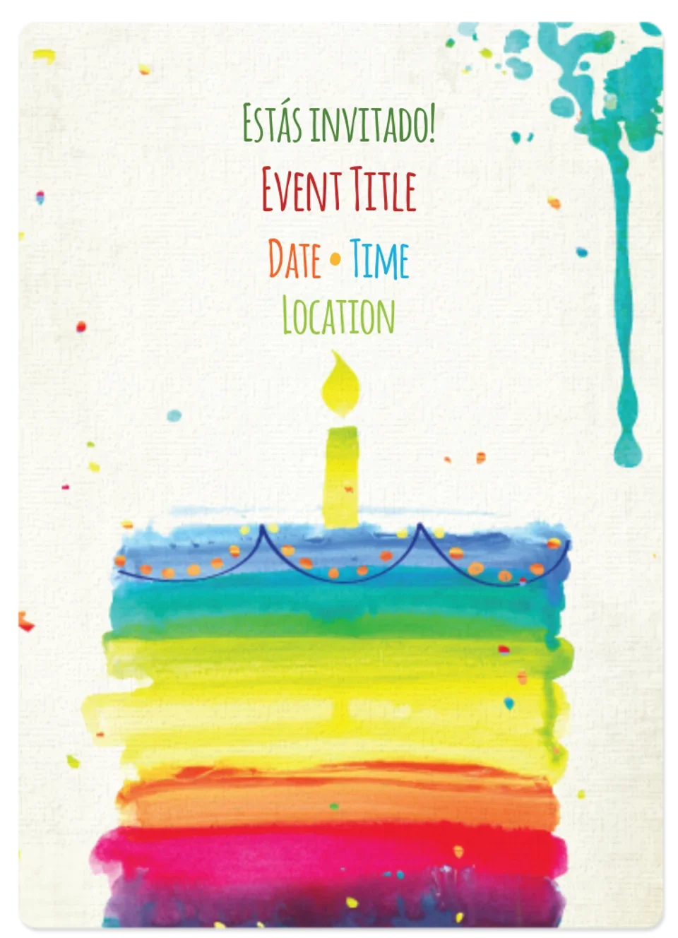 Rainbow Birthday Cake Spanish card image