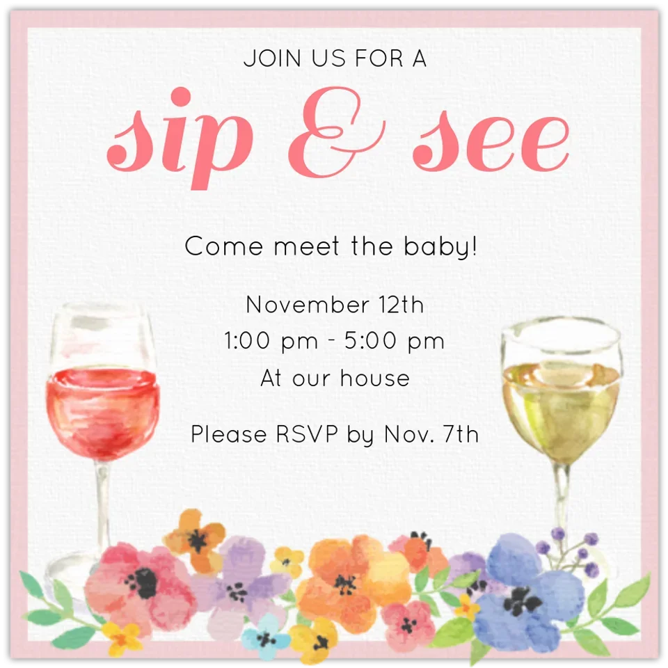 Floral Sip & See card image