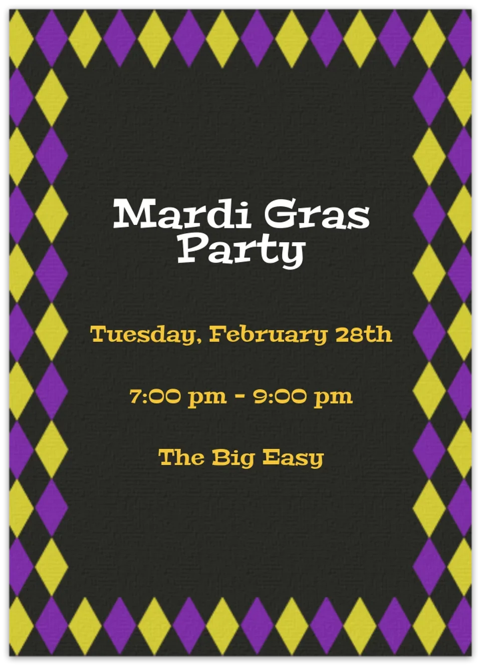 Mardi Gras Harlequin card image