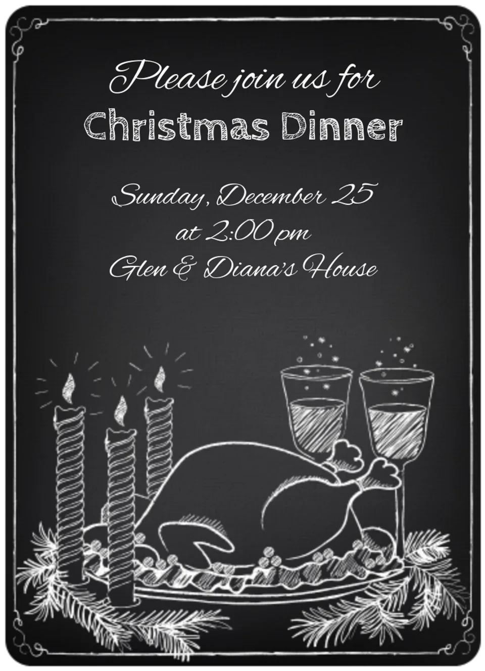 Chalkboard Christmas Dinner card image