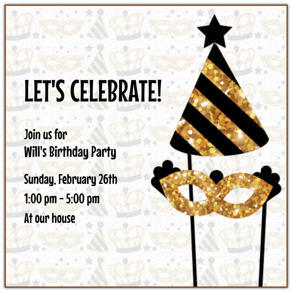 Mardi Gras Birthday card image