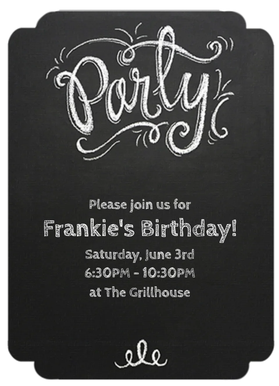 Party Chalkboard Blue card image