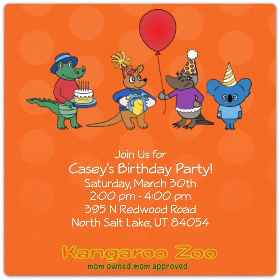 Kangaroo Zoo Birthday Party card image