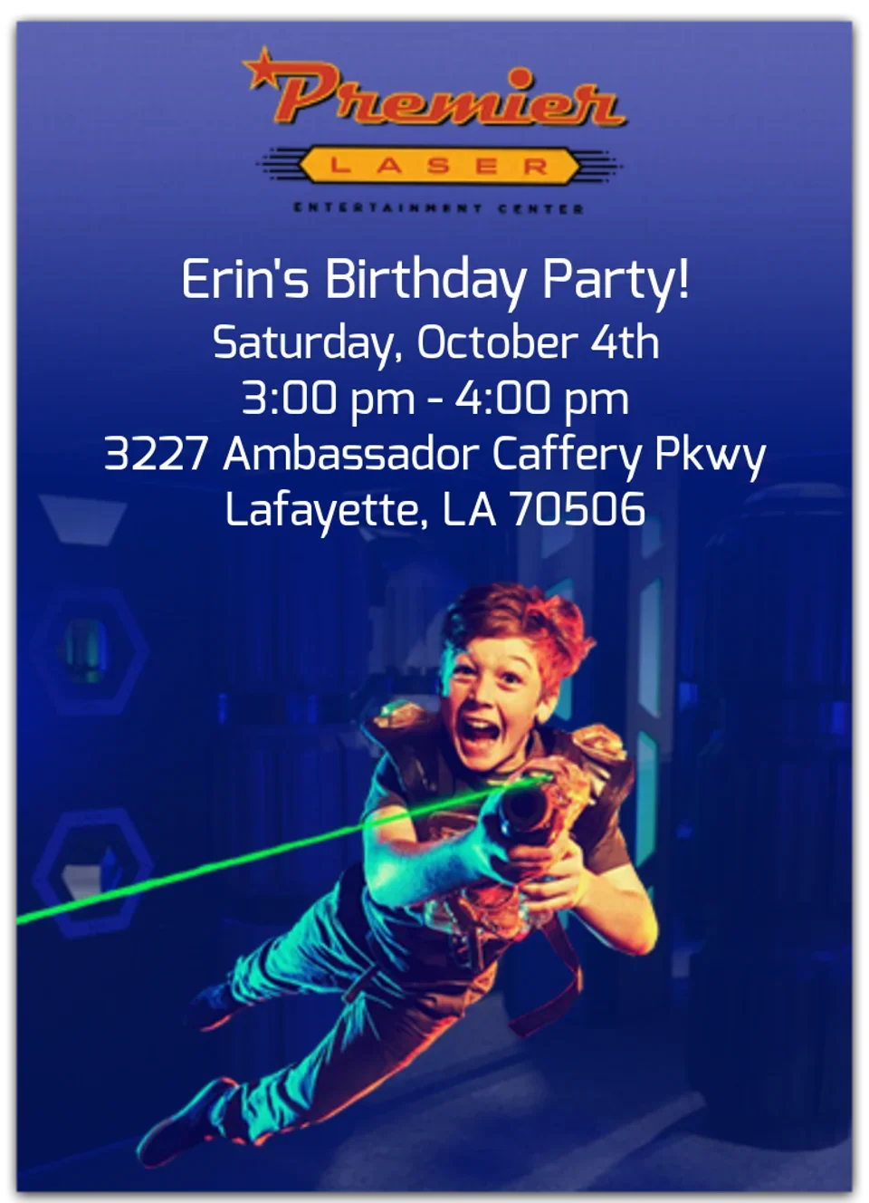 Premier Lanes | Laser Tag Birthday card image