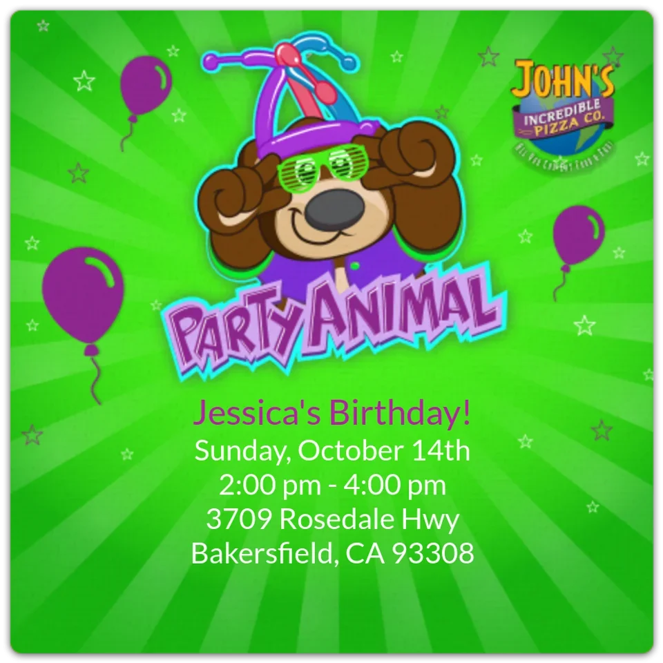 John's Incredible Pizza Co. Balloons card image