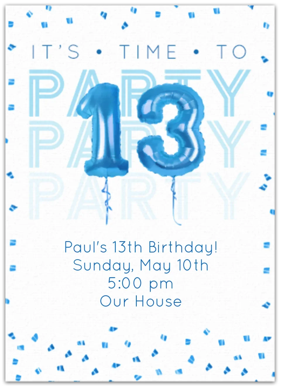 13th Birthday Balloons card image