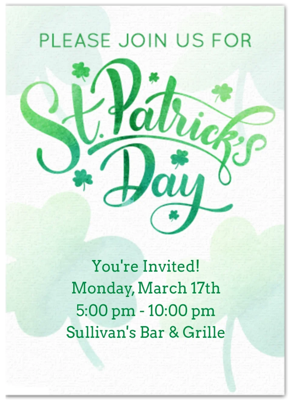 St. Patrick's Day Watercolor card image