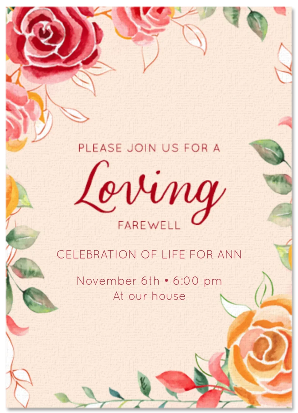 A Loving Farewell card image