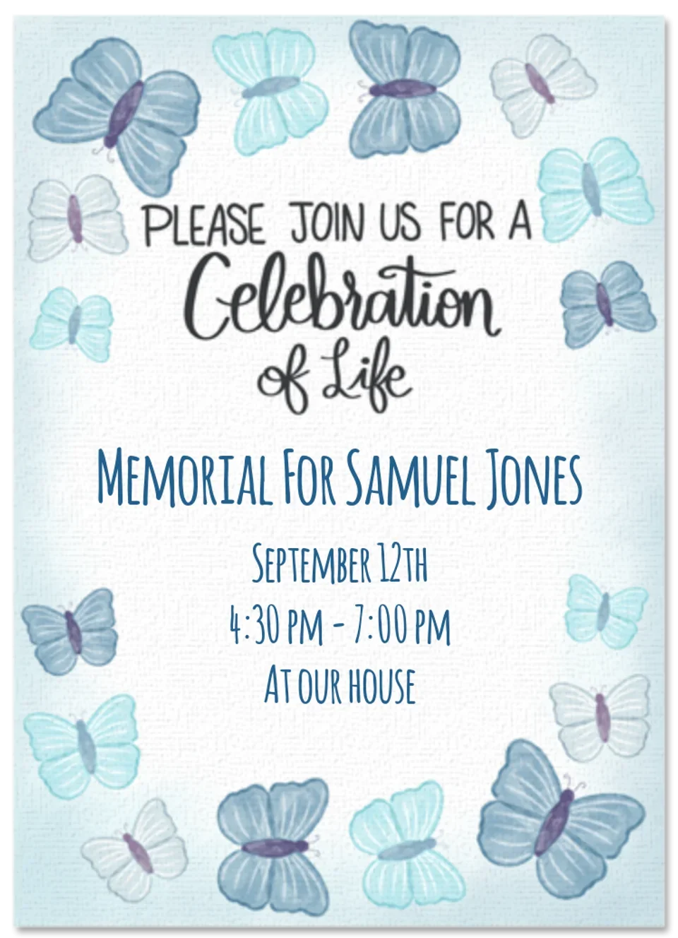 Celebration of Life Butterflies card image