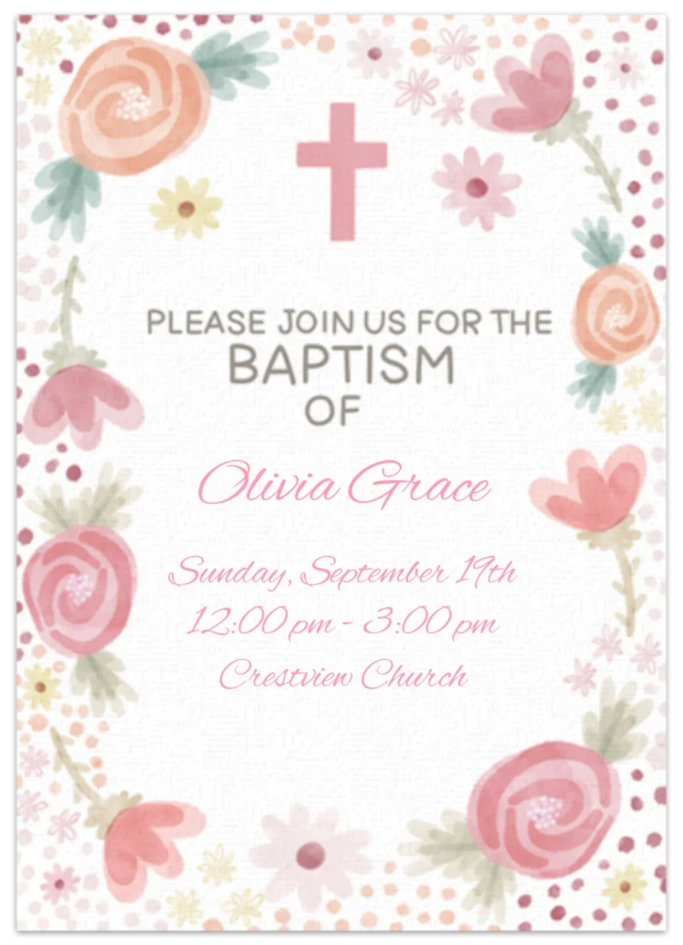 Floral Baptism card image