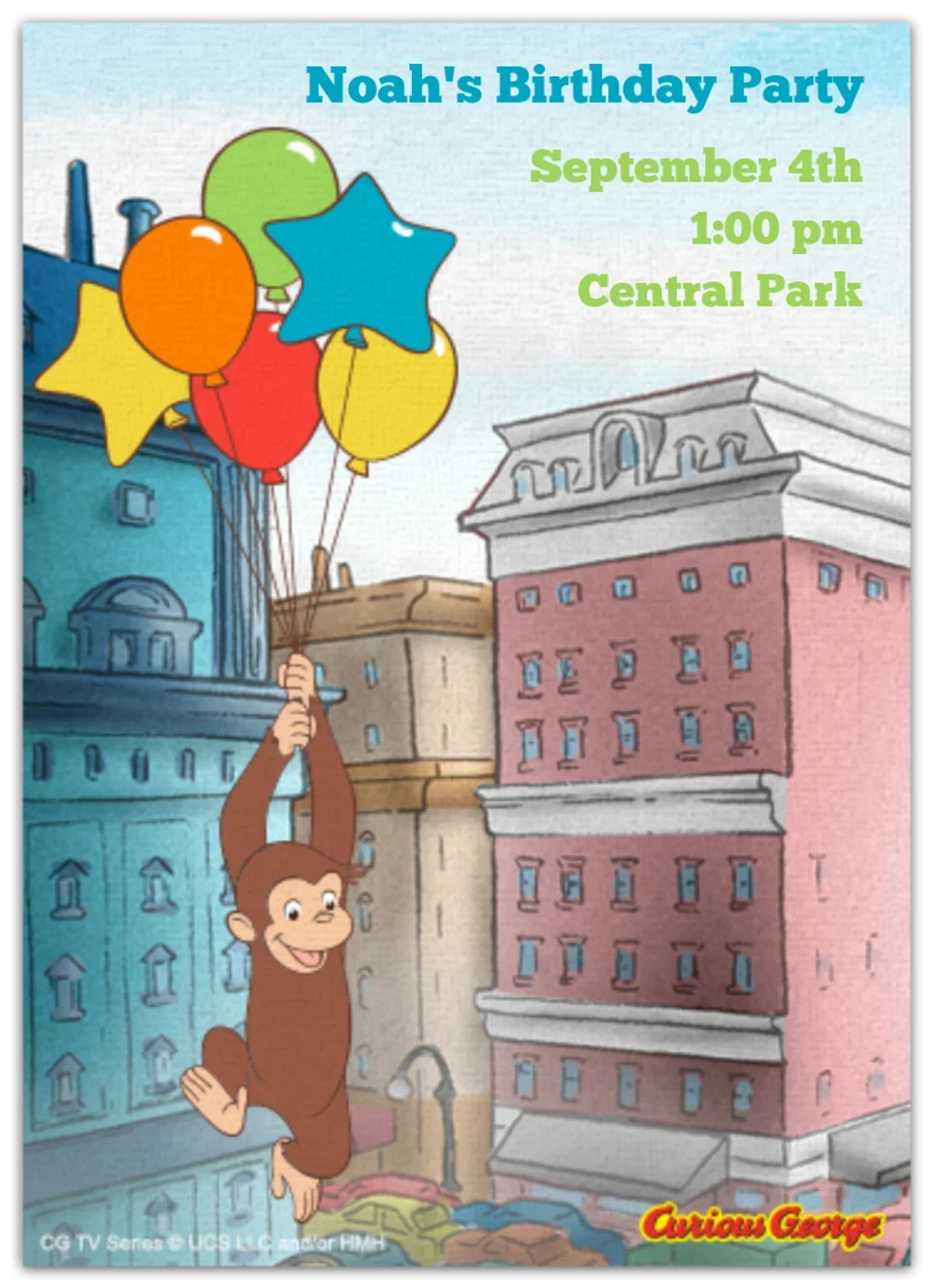 Curious George | Balloons card image