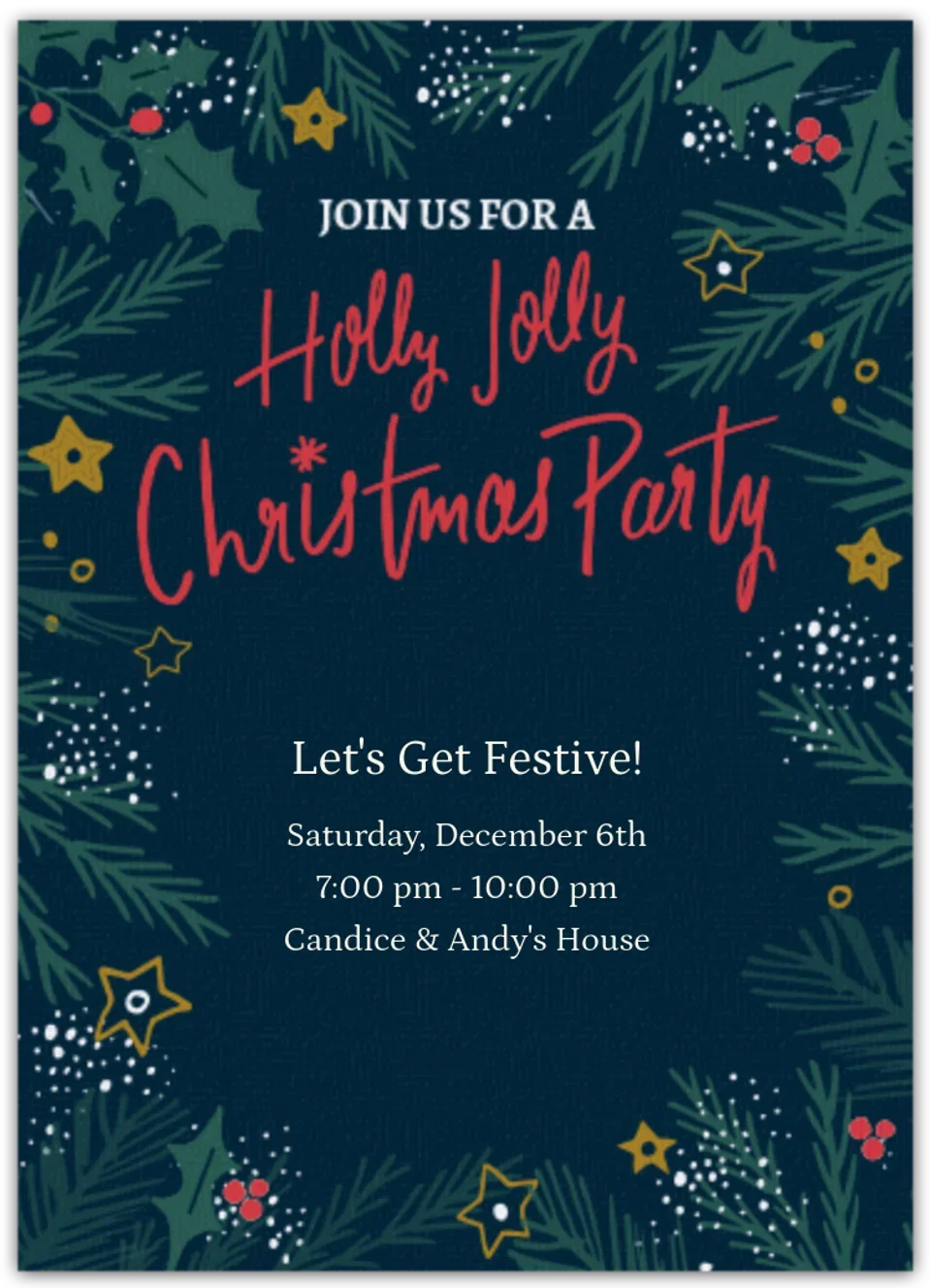 Holly Jolly Christmas Party card image