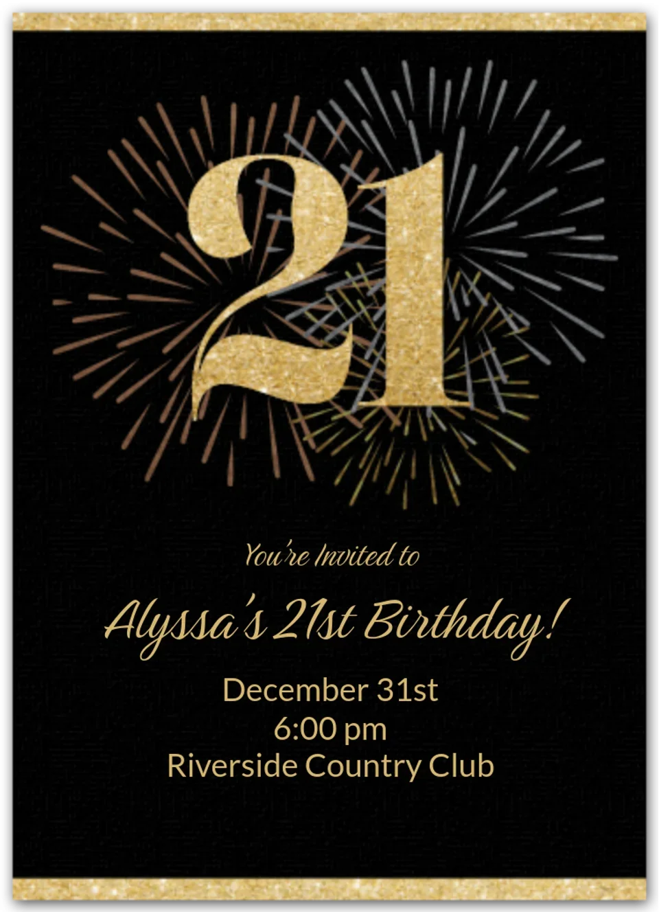 Milestone Fireworks Birthday 21 card image