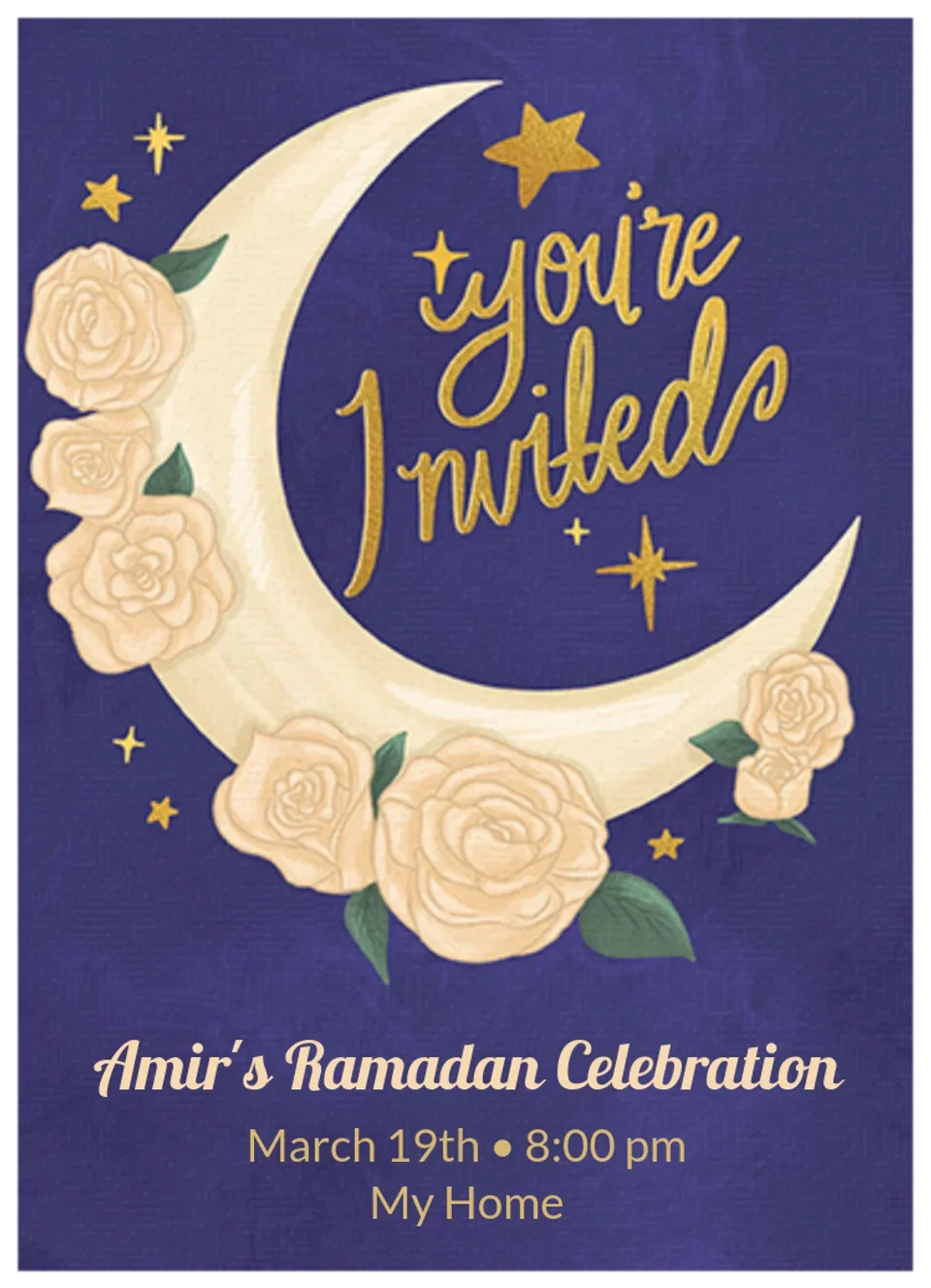 Floral Gold Moon card image