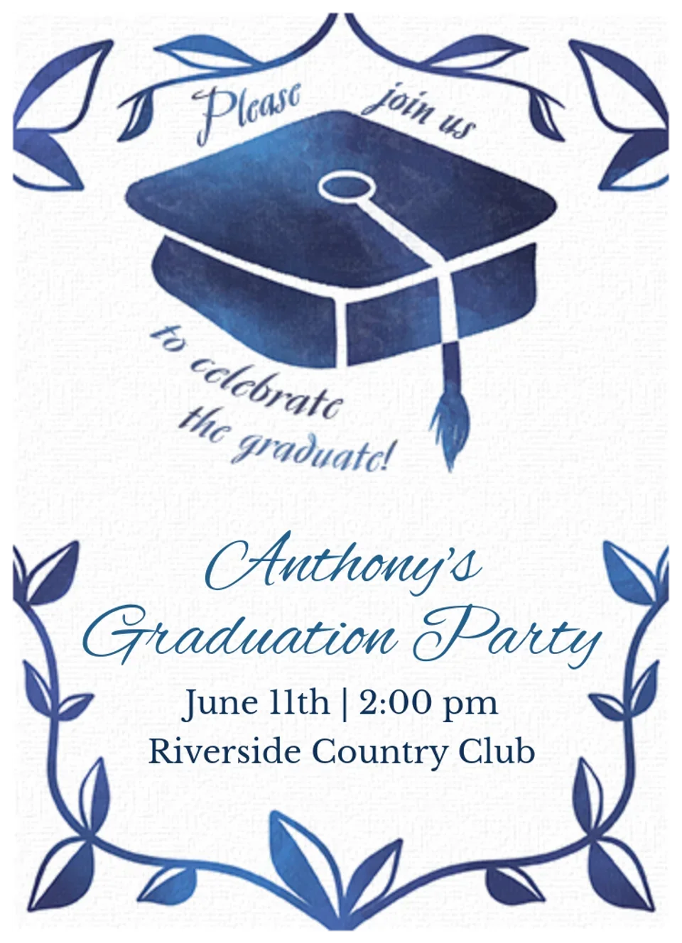 Watercolor Grad Vines card image