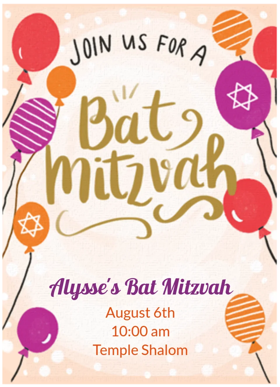 Bat Mitzvah Balloons card image