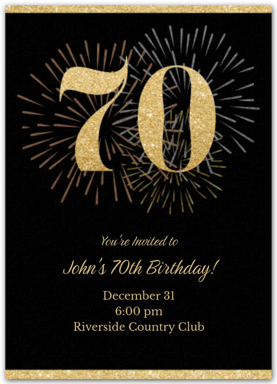 Milestone Fireworks Birthday 70 card image