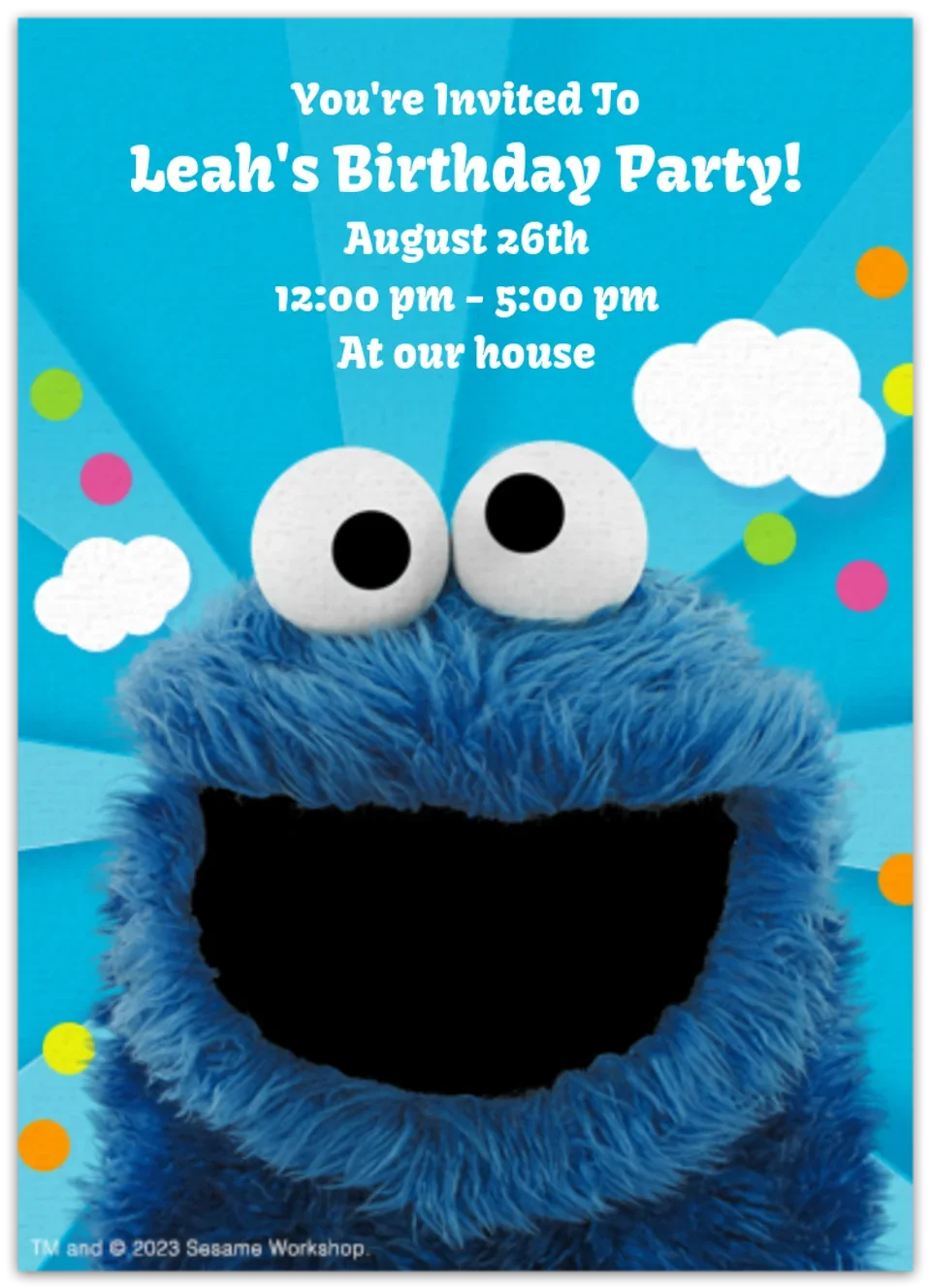 Cookie Monster Party card image