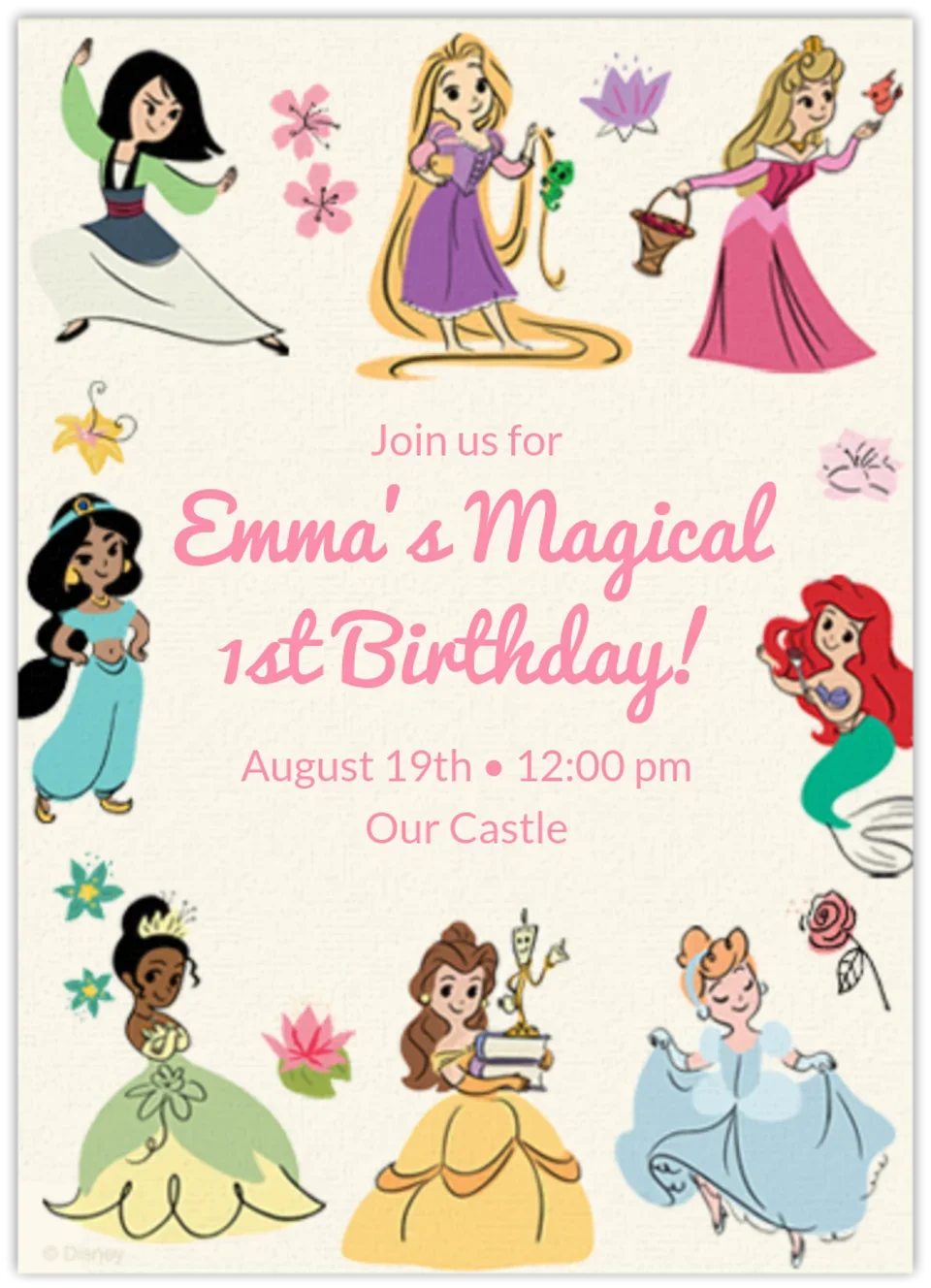 Princess 1st Birthday card image