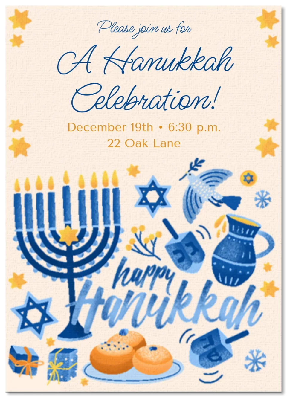 Hanukkah Watercolor card image
