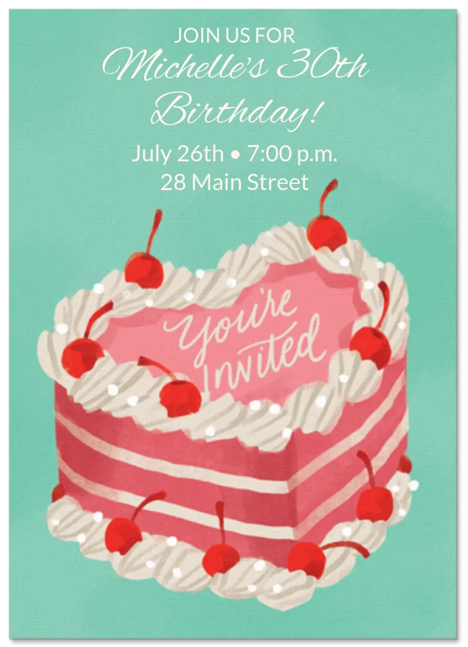 Heart Birthday Cake card image