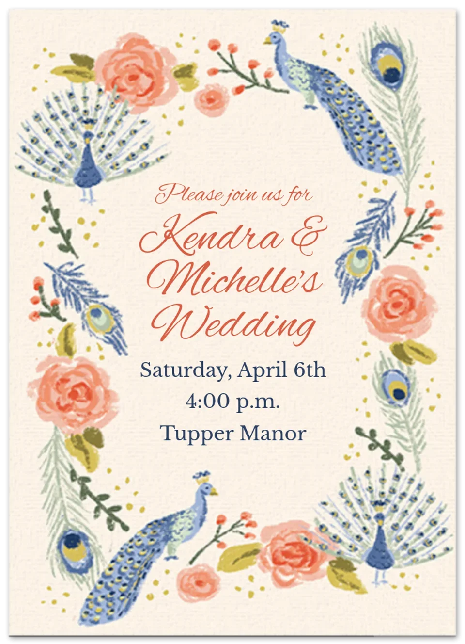 Elegant Peacock card image