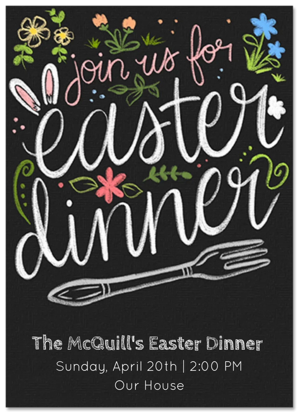 Easter Dinner Chalk card image
