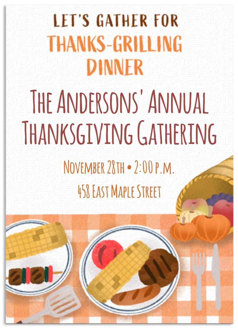 Thanks-grilling Dinner card image