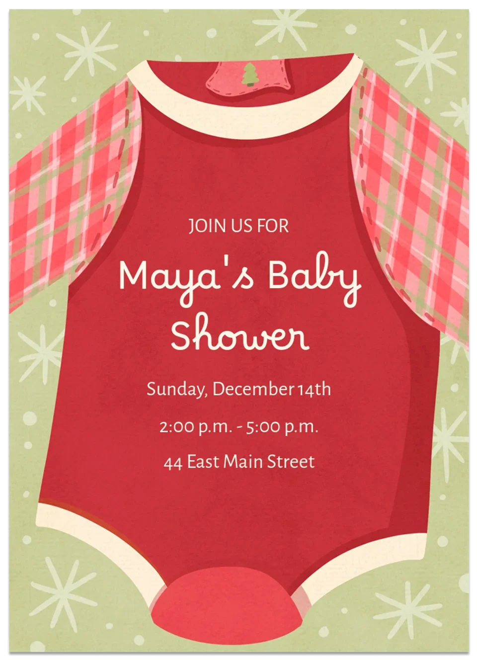 Holiday Plaid Baby Shower card image