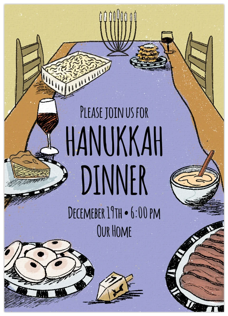 Hand Drawn Hanukkah card image
