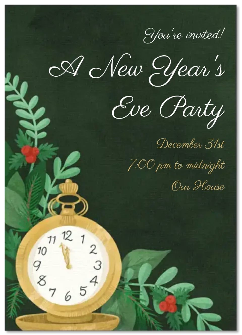 New Year's Clock Formal card image