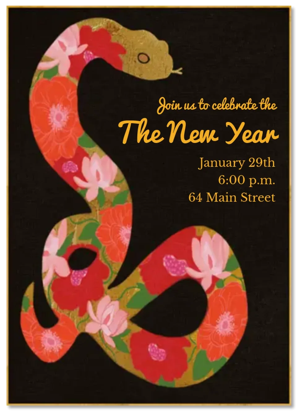 Floral Snake New Year card image