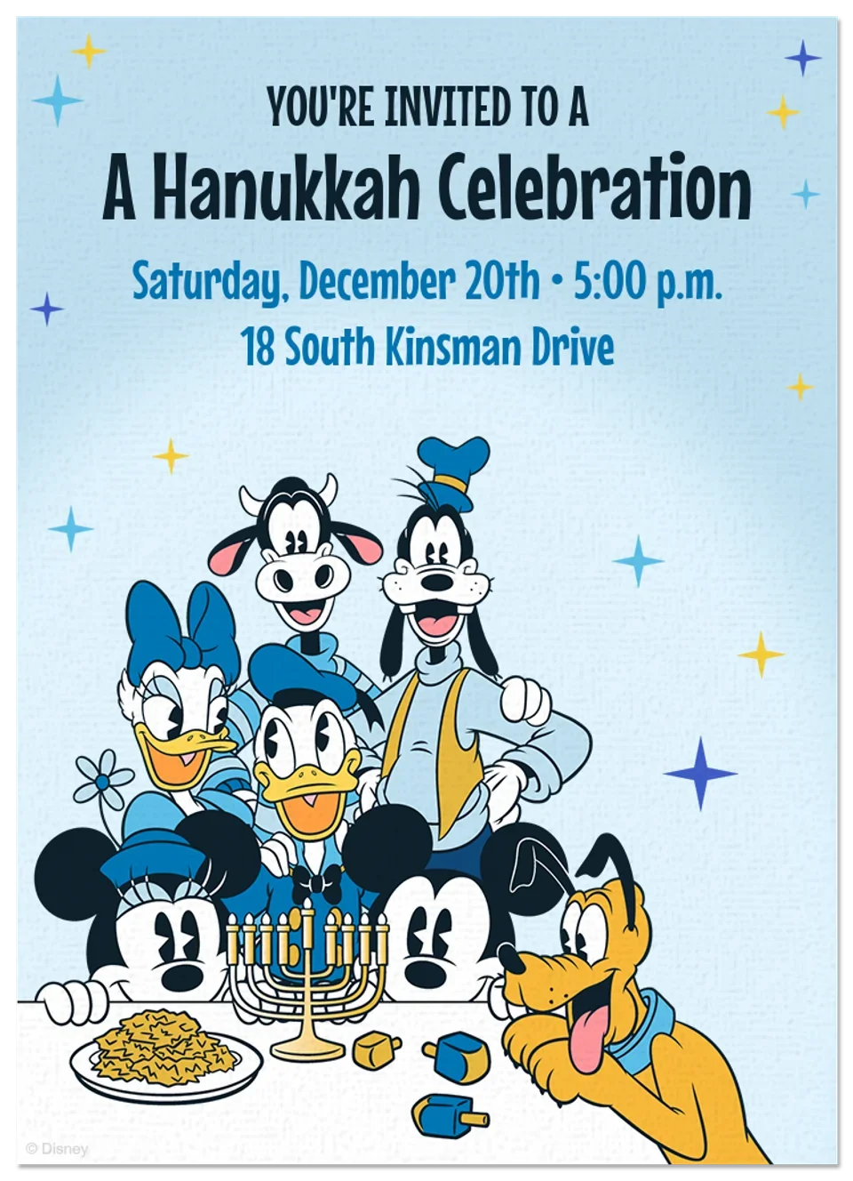 Mickey & Friends Hanukkah card image