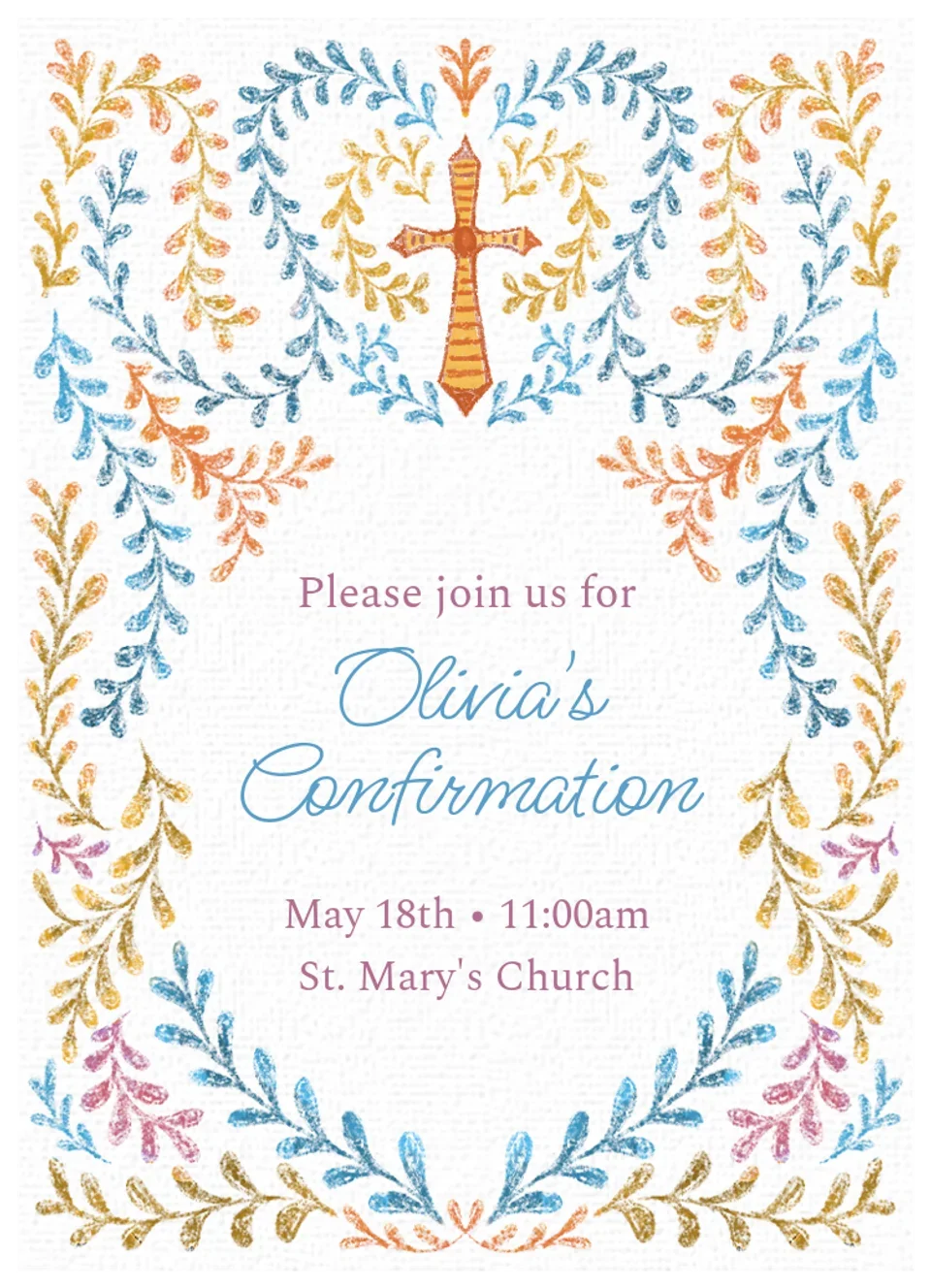 Folk Vine Confirmation card image