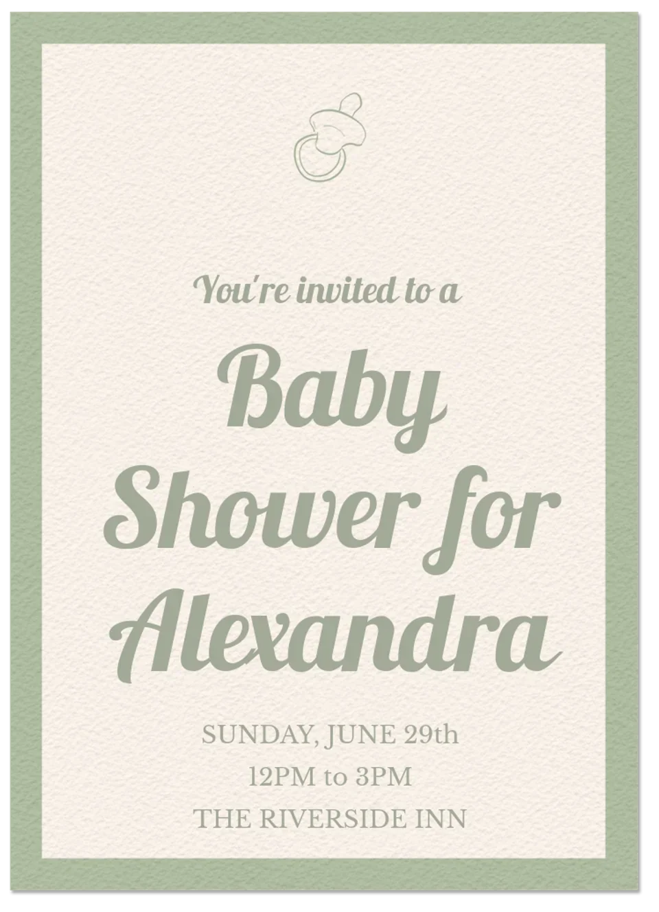 Baby Shower Pacifier card image