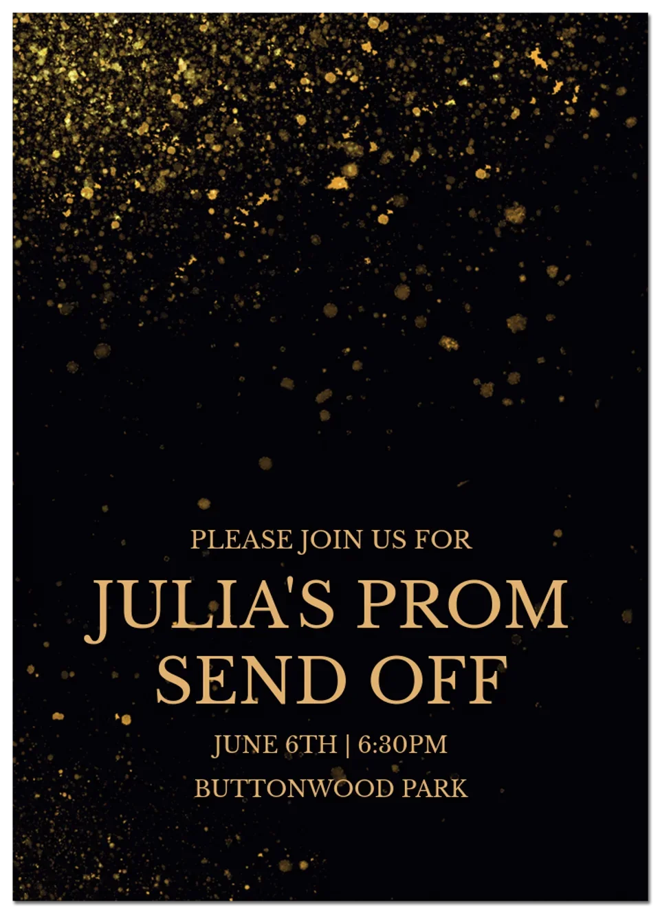 Glittery Send Off card image