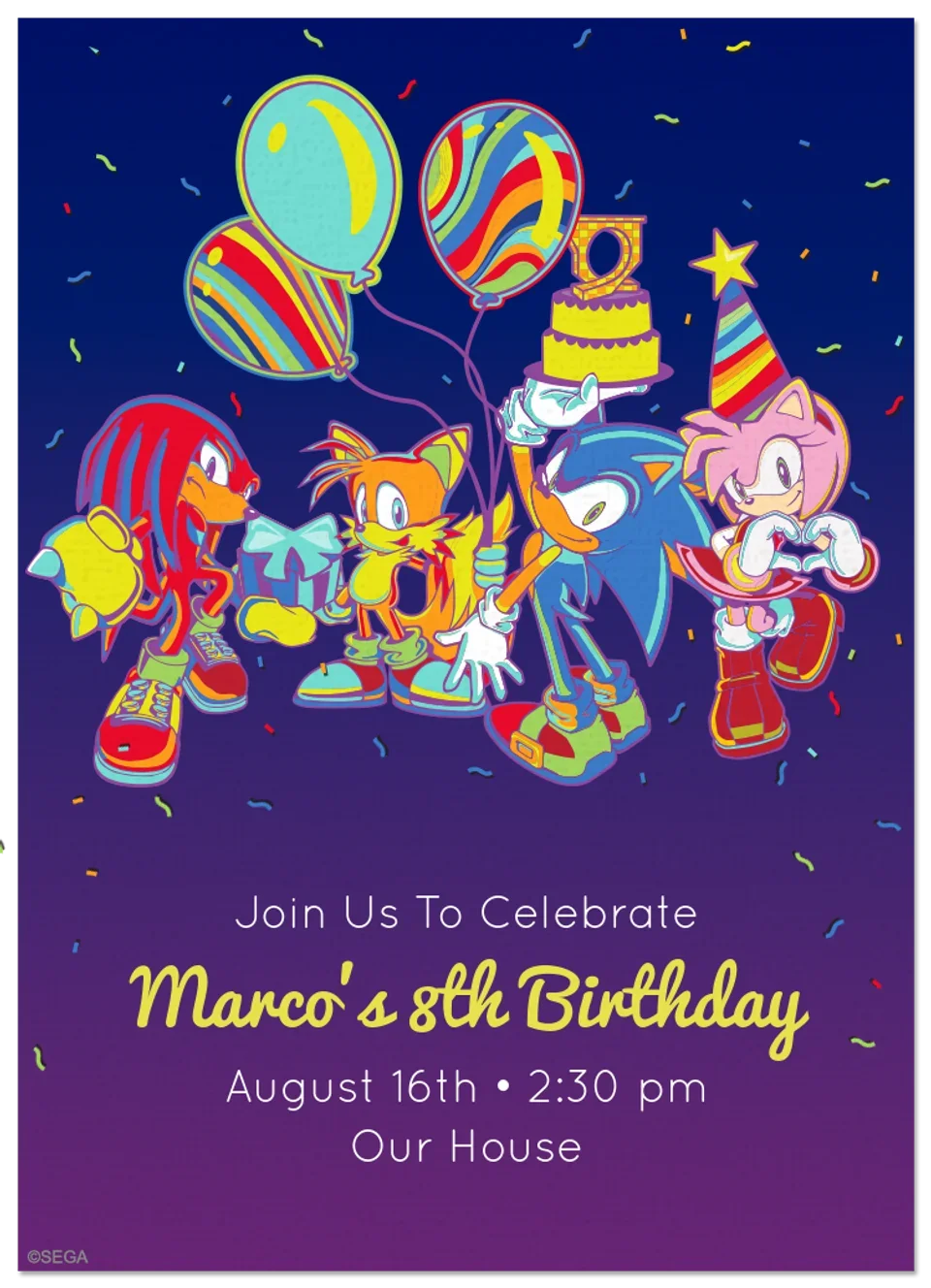 Sonic Rainbow Birthday card image