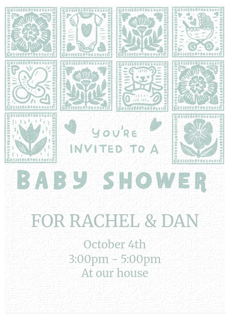 Woodblock Baby Shower card image