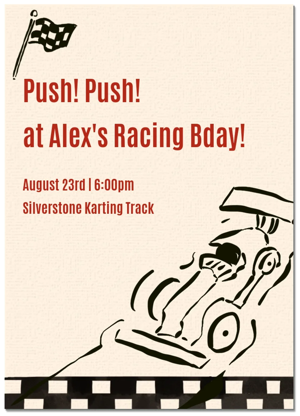 Racing Birthday card image