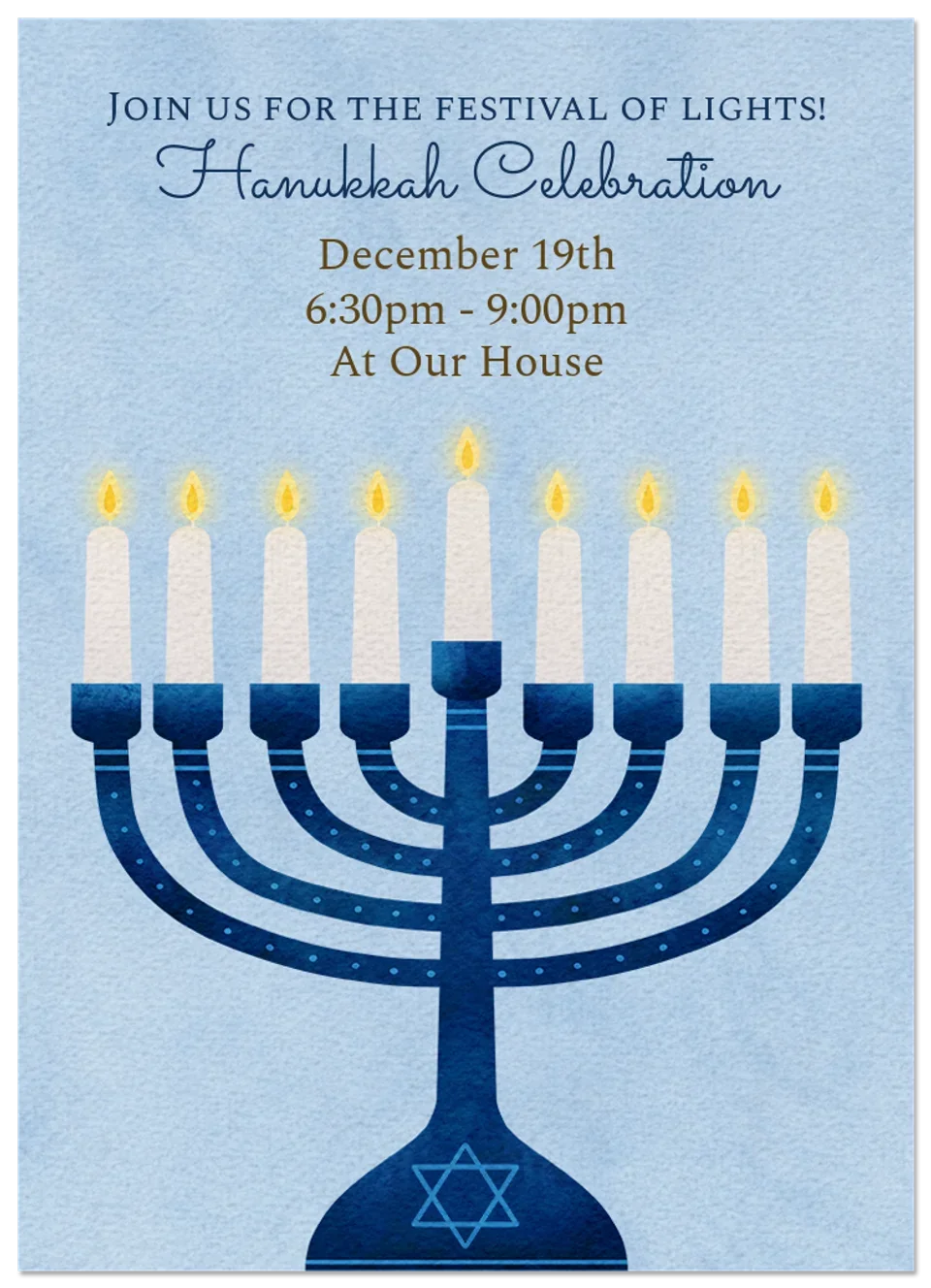 Festive Hanukkah Menorah card image