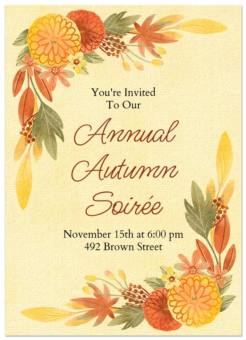 Golden Fall Soirée card image