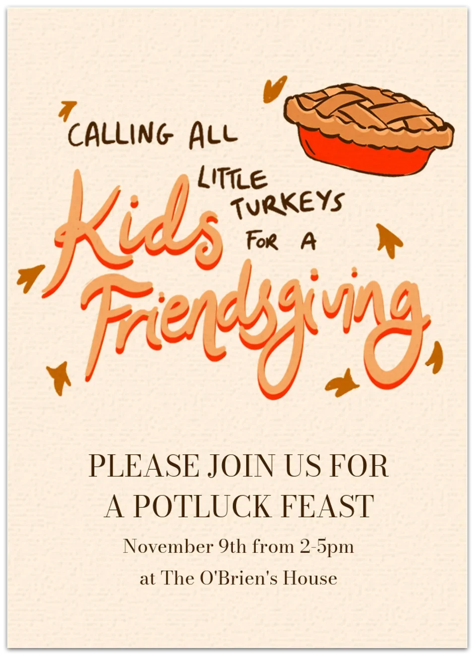 Kids Friendsgiving Potluck card image