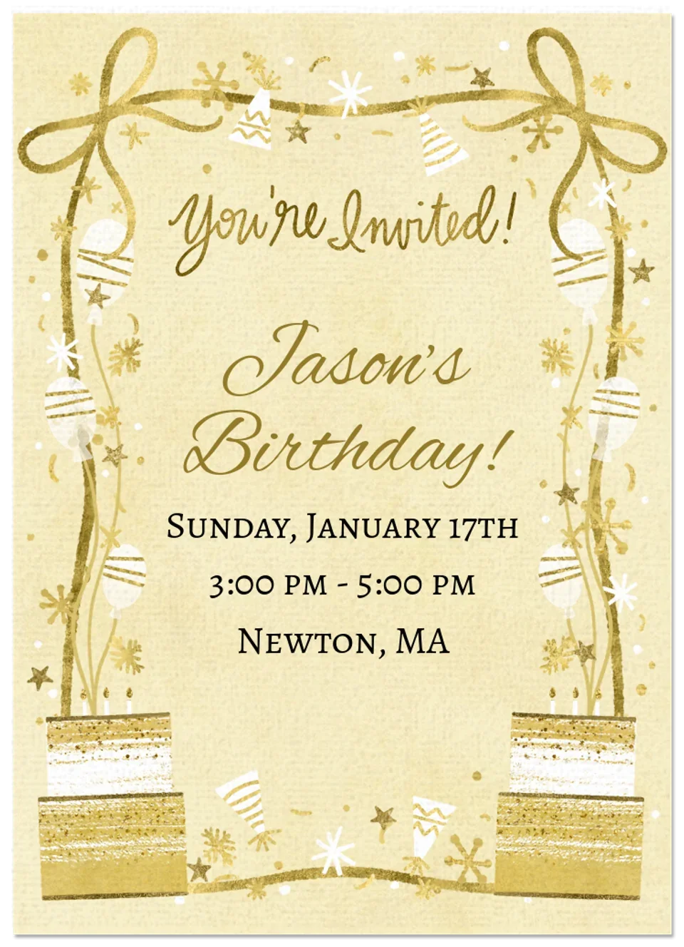 Golden Winter Birthday card image