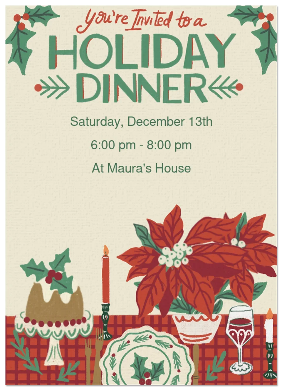 Vintage Christmas Dinner card image