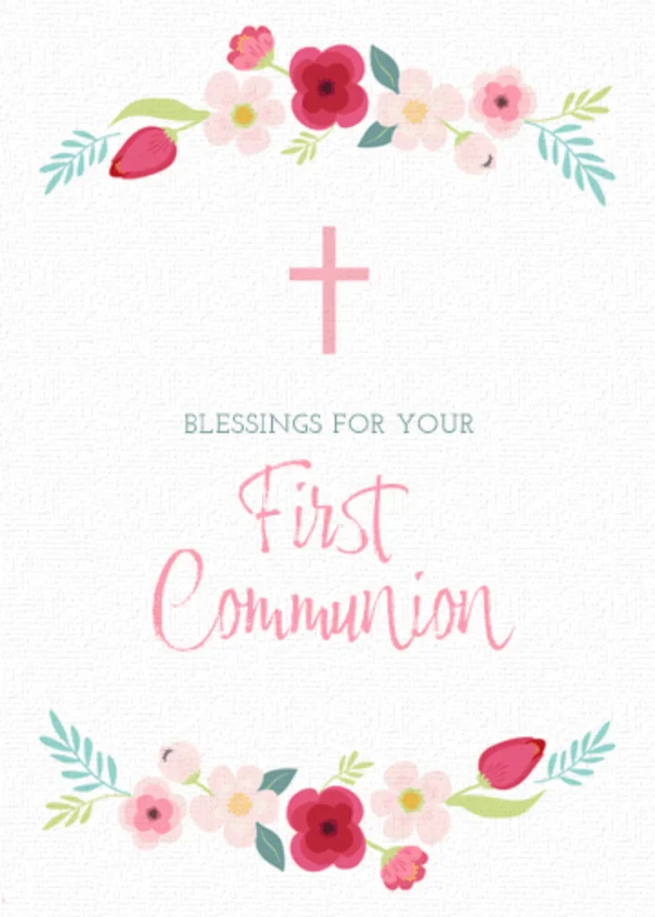 Floral First Communion card image