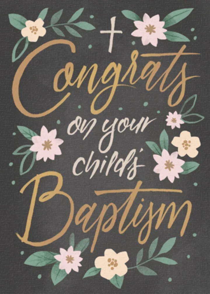 Congrats Floral Baptism card image